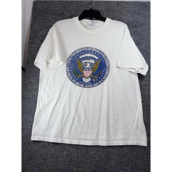 Vintage George W Bush Presidential Inauguration Mens T-Shirt XL Blue White 2001 - Picture 2 of 10